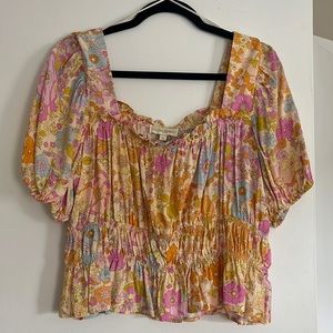 Cynthia Rowley Square Neck Puff Sleeve Top